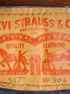 Levi's Tan Leather Patch with Red Print Logo